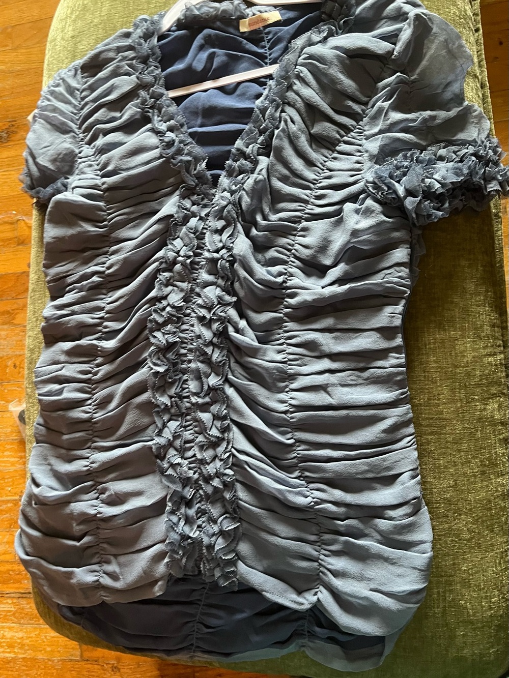 SUNDANCE: INDIGO Silk Ruffled Blouse